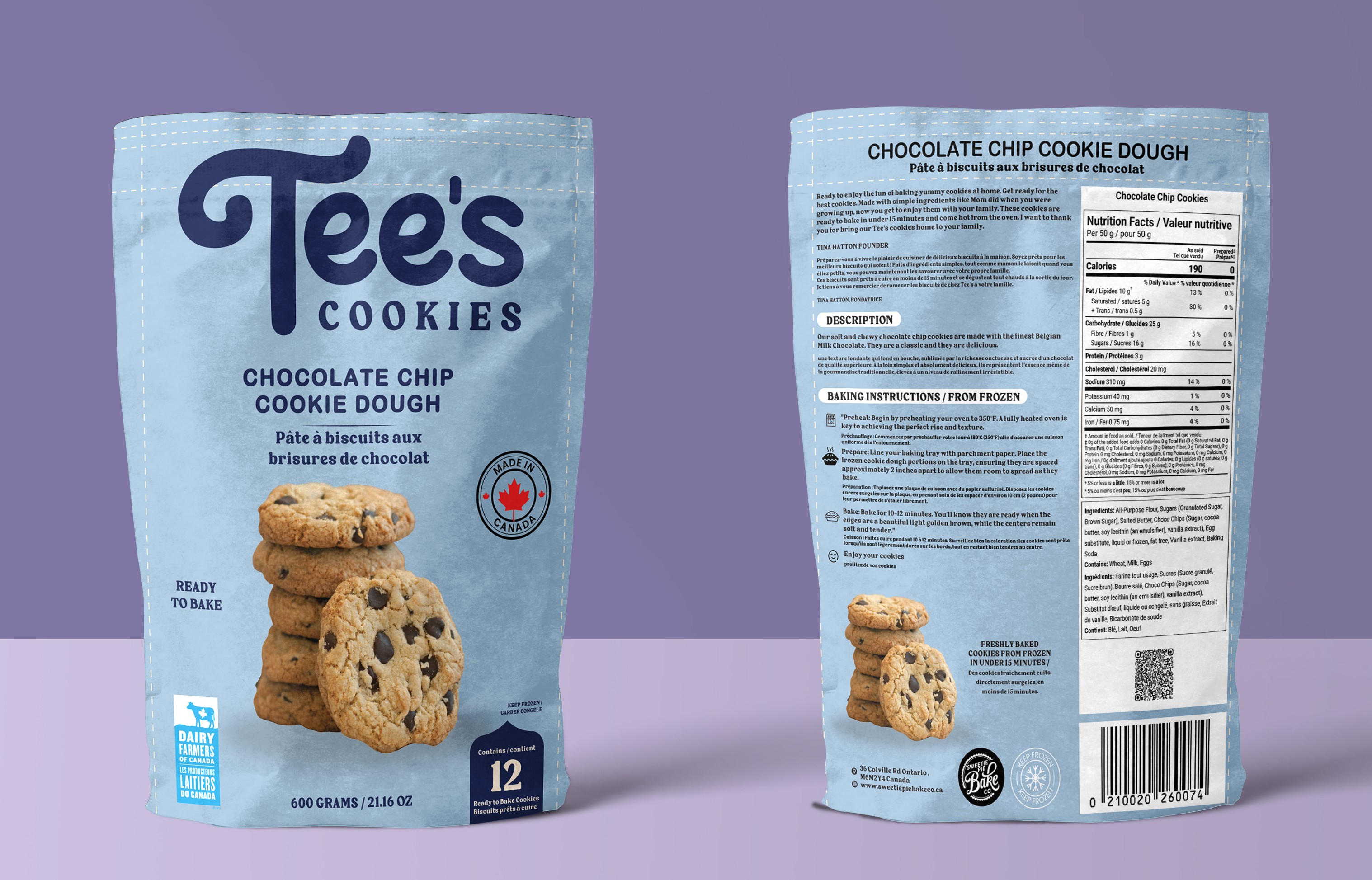 CHOCOLATE FROZEN READY TO BAKE CHIP COOKIE DOUGH POUCH